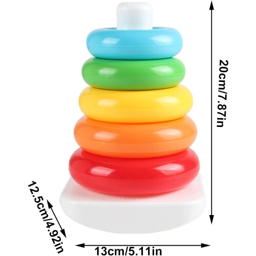 Rainbow Stacking Building Rings Tower, Early Educational Learning Toy 2