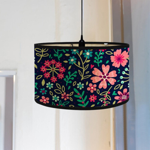 Lampskärm i bambu, vintage-stil, trumformad, 1 styck 2