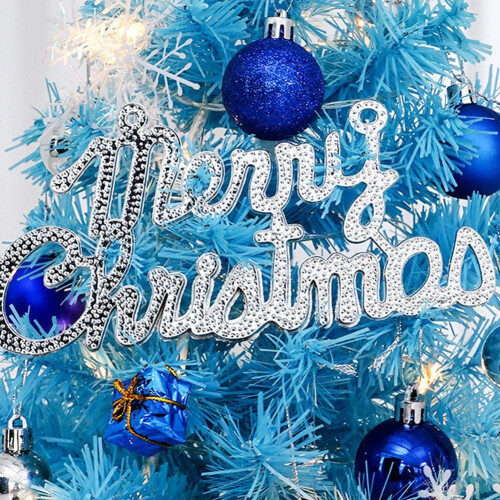 Mini Blue Artificial Christmas Tree with LED Lights 2