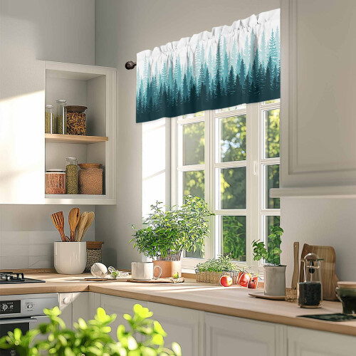 Silueta stromu Teal Forest Valance 107,5 x 30,5 cm 2