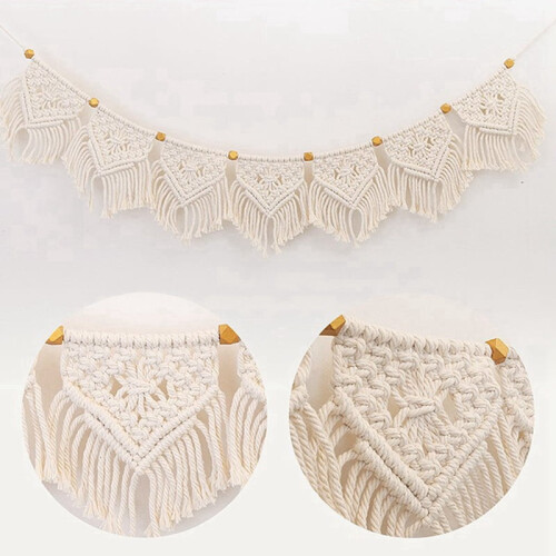 Macrame fringed woven tapestry wall hanging 3 pcs 1