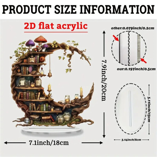 Ornament de birou acrilic cu lună, statuie maro, 2D 2