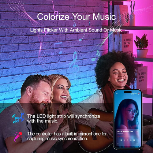 Bande LED avec télécommande et application de contrôle, 45,7 m (150 pi) 2