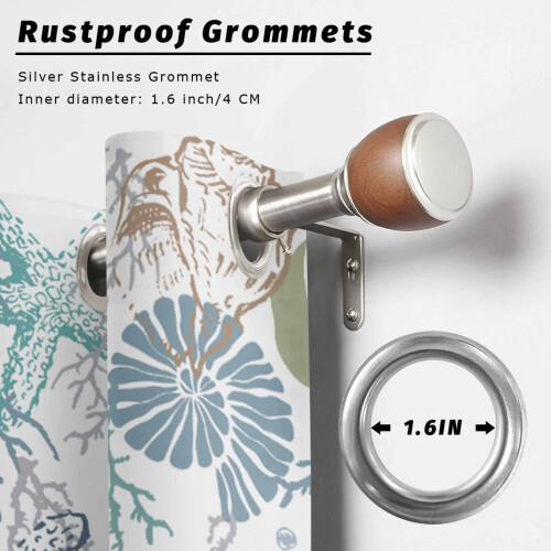 Blågrønne kystgardiner vanntette sjøstjernedesign 1