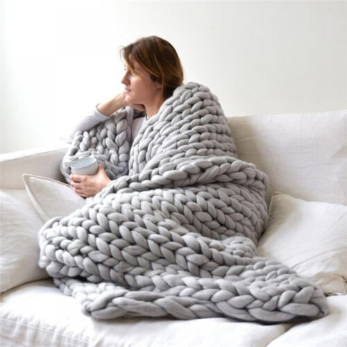 Acrylic knitted blanket multicolor rough texture 150x200 cm 1