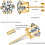 18k Gold Flat Back Stud Earrings Hypoallergenic 6 Pairs 2