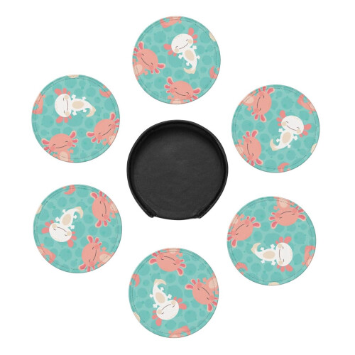 Sottobicchieri in pelle Kawaii Axolotl (6 pezzi) 2