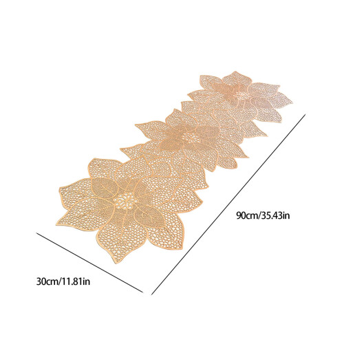 Set de table floral en PVC or rose 35 x 12 pouces 2