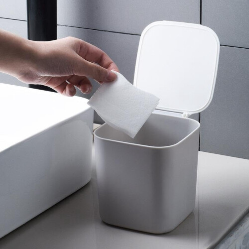 Mini poubelle de bureau avec couvercle et sacs blancs 1