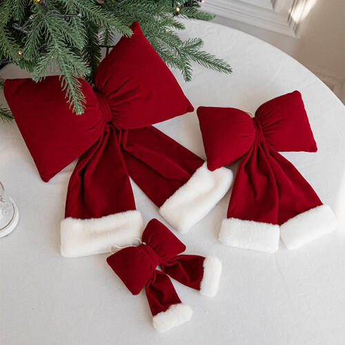 Red Velvet Bows with White Plush Cuff 6 Pack 1
