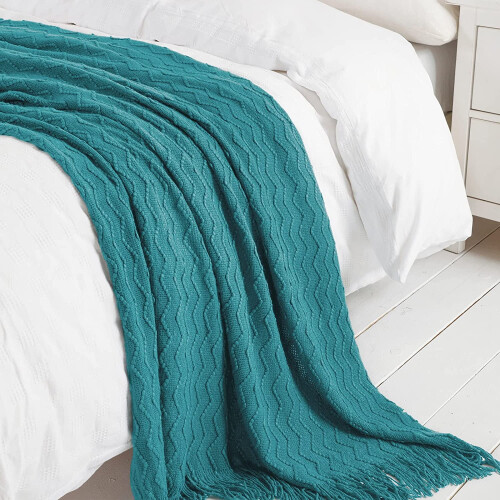 Navy knitted throw blanket 60 x 80 inches 2