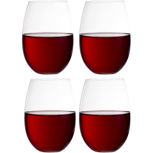European Stemless White Wine Cups 4-Pc Set Borosilicate 2