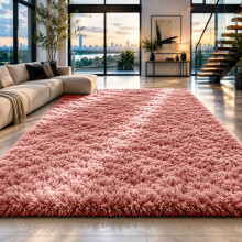(Pink, 120cm x 170cm (4ft x 5ft 8")) Non Slip Rugs Shaggy Fluffy Rugs Runners & Bath Door Mats