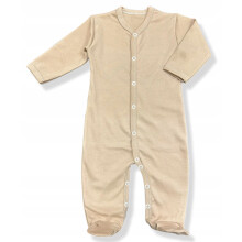 Hel knappet pyjamas i glat beige for præmatur baby størrelse 50