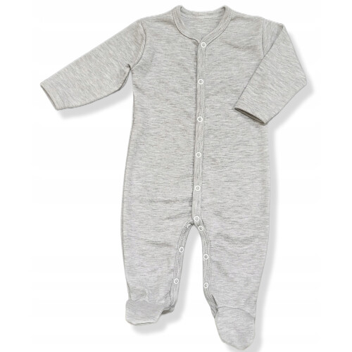 Heldragt pyjamas med knapper 56 til nyfødte glat grå melange