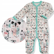 Heldragt med knapper str. 74 pyjamas til baby med dyreprint