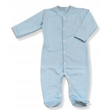 Pajac babyheldragt hel knappet 110 børnepyjamas ensfarvet lyseblå