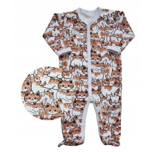 Knappet baby pyjamas str. 80 100% bomuld med katte