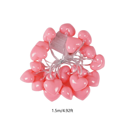 Roze hartjes LED-lichtslinger 1 meter met timer 2