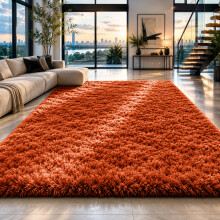 (Rust, 160cm x 230cm (5ft 4" x 7ft 8")) Non Slip Rugs Shaggy Fluffy Rugs Runners & Bath Door Mats