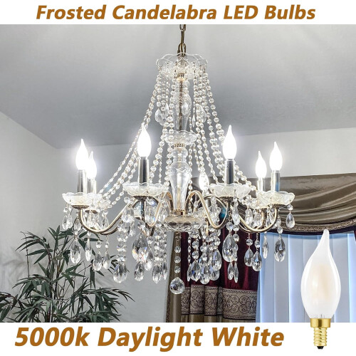 Becuri candelabru E12 reglabile, 6W, 5000K, mate, pachet de 6 2