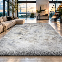 (Silver, 60cm x 110cm (2ft x 3ft 7")) Non Slip Rugs Shaggy Fluffy Rugs Runners & Bath Door Mats