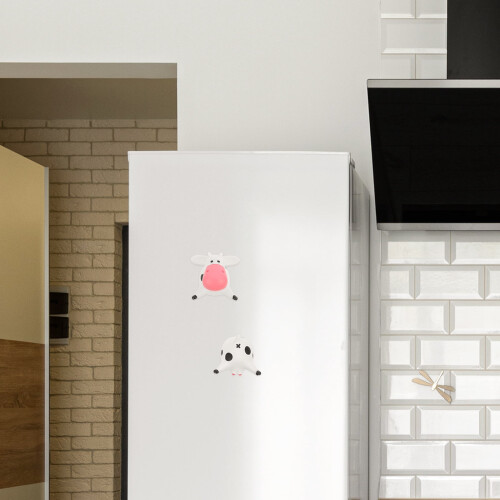 Cow-shaped resin refrigerator magnet set of 3 1