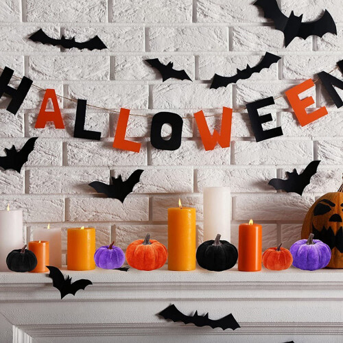 Velvet Artificial Pumpkins Set 12 pcs 1