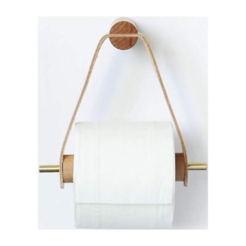 Wood Towel Roll Holder Frame for Bathroom White 2