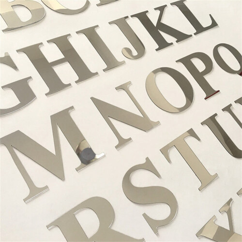 Acrylic Mirror Wall Stickers Alphabet Letters 26 pcs Silver 2