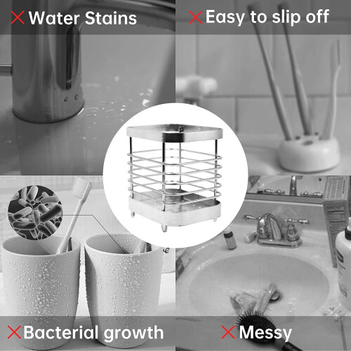 Toothbrush Holder Stainless Steel Silver 1