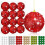 Glitter Sequin Christmas Ball Ornaments Red 12 pcs 7