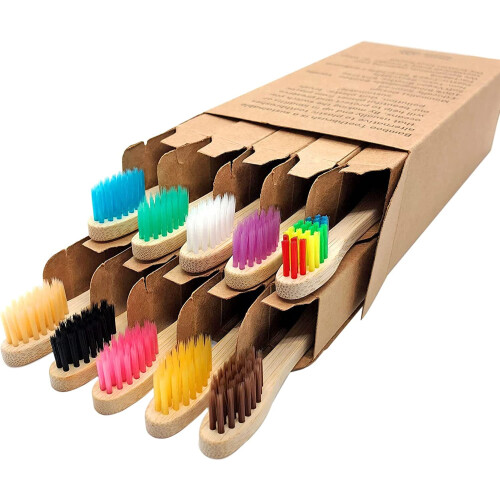 Bamboo Toothbrushes for Kids 3+ Years Organic 10-Pack 1