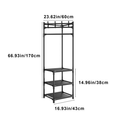 CaiTeLin freestanding coat rack with 2 shelves 2