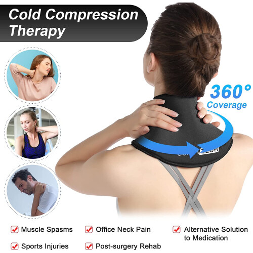 Neck Ice Pack Wrap Reusable Gel Cold Compress Black 1