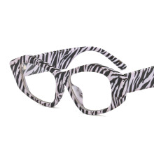 (C14 Zebra Print Frame Transparent Lenses) Unisex-Sonnenbrille mit geometrischem Kantenmuster, kleinem Rahmen, personalisierbar, Plano-Brille M324