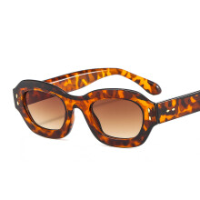(C4 Leopard Frame Double Brown Lens) Okulary przeciwsłoneczne Vintage Unisex M365 z małą oprawką dla stylowego wyglądu gwiazdy internetu