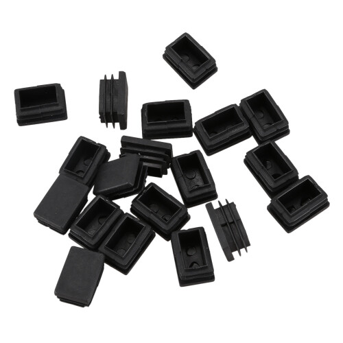 20 pcs Plastic Rectangular End Cap 30mm x 20mm Threaded Pipe Tube Insert Rubber feet 1
