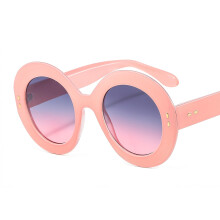 (C6 Pink frame with gradient gray-pink lenses) Round Oversized Off-White Stud Sunglasses for Men & Women, Viral Travel & Fashion Trend