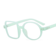 (C4 Light Green Frame) T22007 Occhiali da festa unici e stravaganti, montatura personalizzata quadrata-rotonda a blocchi di colore stile hip-hop Plano