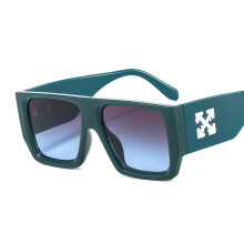 (C6 Green frame with gradient gray-blue lenses) T2993 Oversized Retro Wide Temple Sunglasses for Men Women, Trendy Celebrity Style Unisex Shades