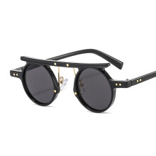 (C1 Black Frame with Gray Lenses) Occhiali da sole piccoli e rotondi in stile hip-hop punk, occhiali da sole di personalità street style INS T2996