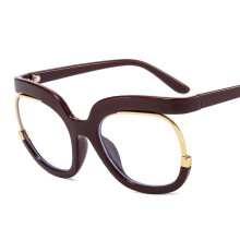 (C3 Wine red frame with transparent lenses) Large Frame Rainbow Color Glasses Model 9051, Non-Prescription & Prescription Lens Compatible
