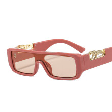 (C2-Pink Frame with Champagne Lens) Square Frame Slim Rim Leopard Print PC Sunglasses Unisex, Trendy Retro Modern Colored Shades 2985