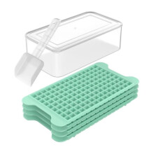 1set DIY Milk Tea Frozening Ice Mold, Easy to Demold PP Small Crushed Ice with Ice Shovel and Cover Mold