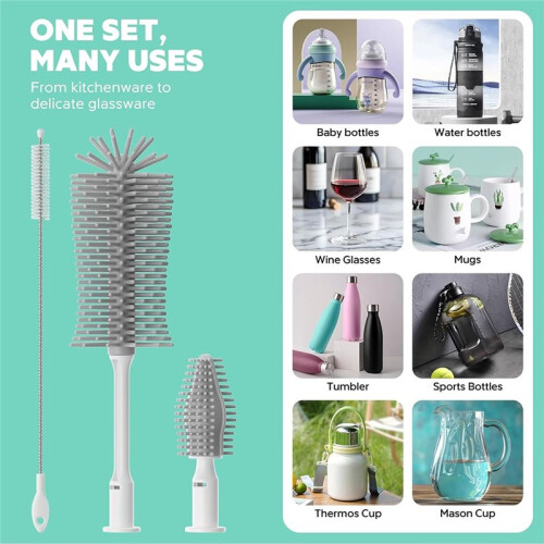 Electric Bottle Cleaner Kit with Rotating Handle, Silicone Brushes, and Drying Rack for Efficient Cleaning 2