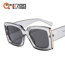 (C3 Gray Frame with Gray Lenses) GroĂźe quadratische Camouflage-Sonnenbrille, Unisex, Ins Style Little Chanel, UV-Schutz 8137