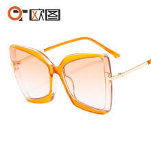 (C4 Orange Frame with Double Orange Lenses) Occhiali da sole unisex con montatura grande e barra a T, colorati e versatili.
