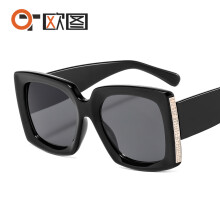 (C1 Black Frame with Gray Lenses) Occhiali da sole mimetici grandi quadrati unisex stile Ins Little Chanel con protezione UV 8137