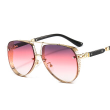 (C4 Gold Frame with Double Purple Lenses) Herren-Sonnenbrille mit Metallgitter-Akzenten, Modell 2586, Ocean Coated Stylish Shades